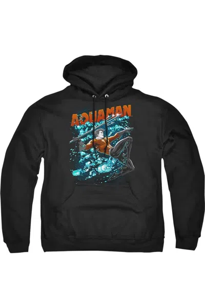 Gildan Justice League Of America Aquaman Bubbles Adult Pull Over Hoodie / Hooded Sweatshirt In Black