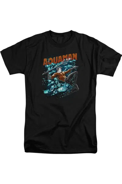 Gildan Justice League Of America Aquaman Bubbles Short Sleeve Adult Tall Tee / T-shirt In Black