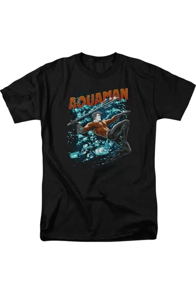 Gildan Justice League Of America Aquaman Bubbles Short Sleeve Adult Tee / T-shirt In Black