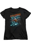 Gildan Justice League Of America Aquaman Bubbles Short Sleeve Womens Tee / T-shirt In Black