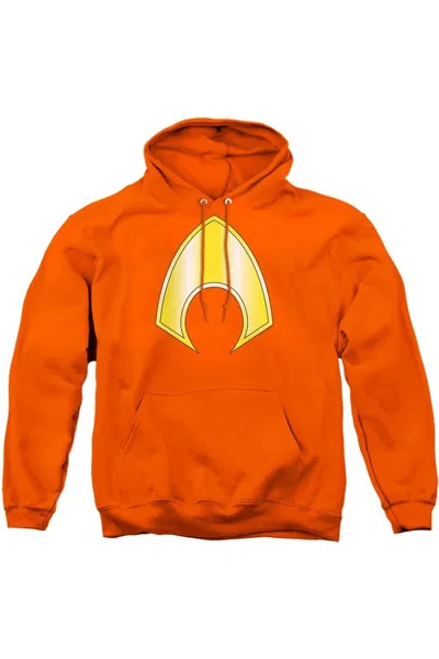 Gildan Justice League Of America Aquaman Logo Adult Pull Over Hoodie / Hooded Sweatshirt In Orange