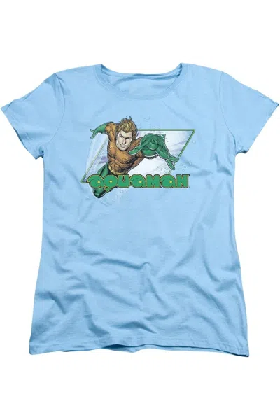 Gildan Justice League Of America Aquaman Short Sleeve Womens Tee / T-shirt In Blue