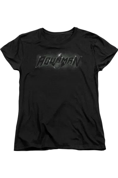 Gildan Justice League Of America Aquaman Title Short Sleeve Womens Tee / T-shirt In Black