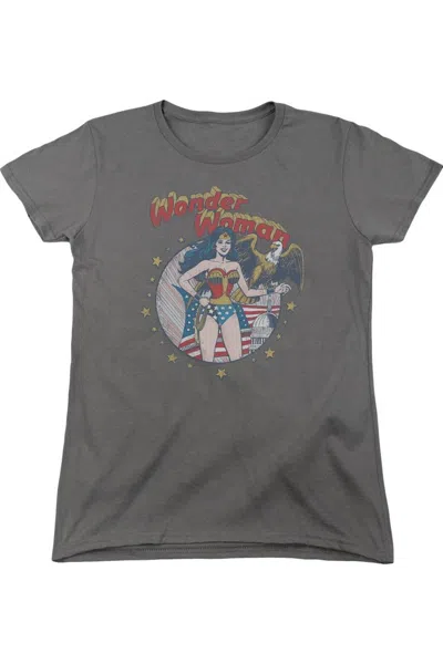 Gildan Justice League Of America At Your Service Short Sleeve Womens Tee / T-shirt In Pink