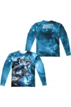 Gildan Justice League Of America Atmospheric (front/back Print) Long Sleeve Adult Poly Crew Tee / T-shirt In White