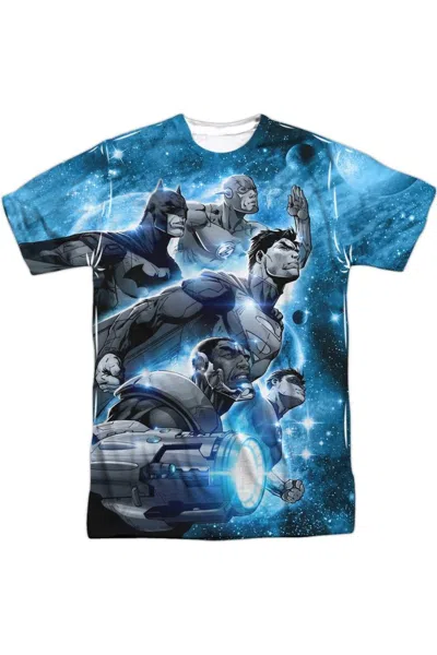 Gildan Justice League Of America Atmospheric Short Sleeve Adult 100% Poly Crew Tee / T-shirt In White