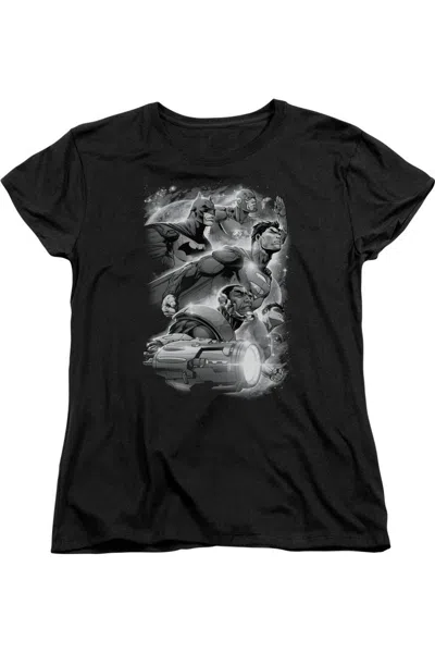 Gildan Justice League Of America Atmospheric Short Sleeve Womens Tee / T-shirt In Black