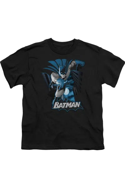 Gildan Kids' Justice League Of America Batman Blue & Gray Short Sleeve Toddler Tee / T-shirt In Black