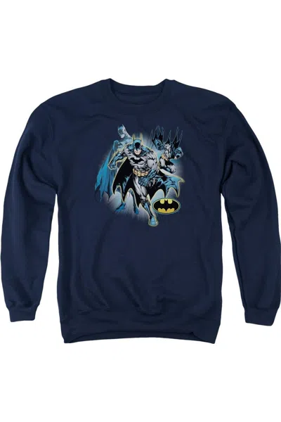Gildan Justice League Of America Batman Collage Adult Crewneck Sweatshirt In Blue