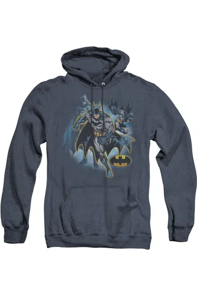 Gildan Justice League Of America Batman Collage Adult Heather Hoodie / Hooded Sweatshirt In Blue