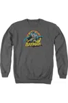 Gildan Justice League Of America Batman Rough Distress Adult Crewneck Sweatshirt In Pink