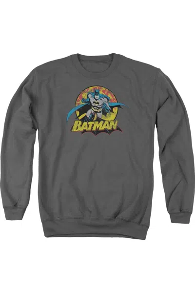 Gildan Justice League Of America Batman Rough Distress Adult Crewneck Sweatshirt In Pink