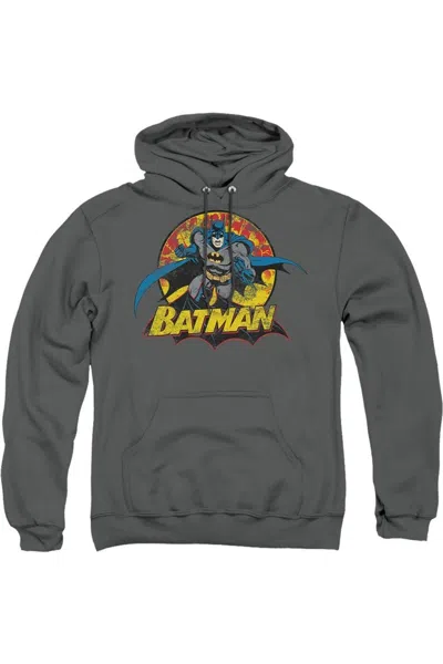Gildan Justice League Of America Batman Rough Distress Adult Pull Over Hoodie / Hooded Sweatshirt In Pink