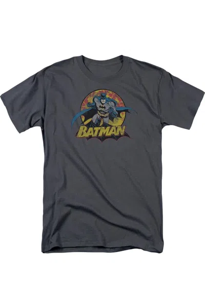 Gildan Justice League Of America Batman Rough Distress Short Sleeve Adult V Neck Tee / T-shirt In Pink