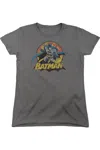 Gildan Justice League Of America Batman Rough Distress Short Sleeve Womens Tee / T-shirt In Pink