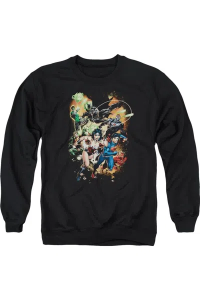 Gildan Justice League Of America Battle Ready Adult Crewneck Sweatshirt In Black
