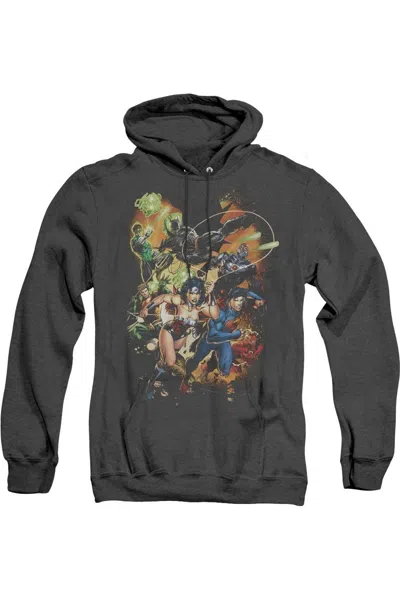 Gildan Justice League Of America Battle Ready Adult Heather Hoodie / Hooded Sweatshirt In Black