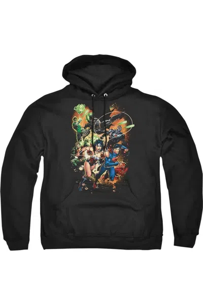 Gildan Justice League Of America Battle Ready Adult Pull Over Hoodie / Hooded Sweatshirt In Black