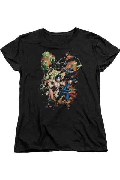 Gildan Justice League Of America Battle Ready Short Sleeve Womens Tee / T-shirt In Black