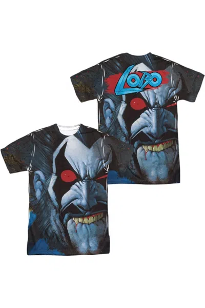 Gildan Justice League Of America Bit Lip (front/back Print) Short Sleeve Adult Poly Crew Tee / T-shirt In Blue
