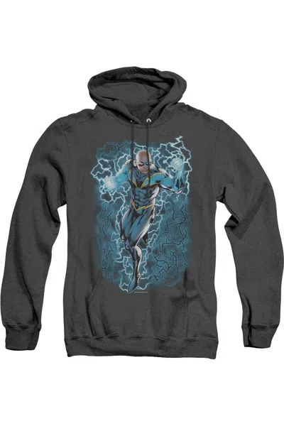 Gildan Justice League Of America Black Lightning Bolts Adult Heather Hoodie / Hooded Sweatshirt