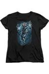 Gildan Justice League Of America Black Lightning Bolts Short Sleeve Womens Tee / T-shirt In Black