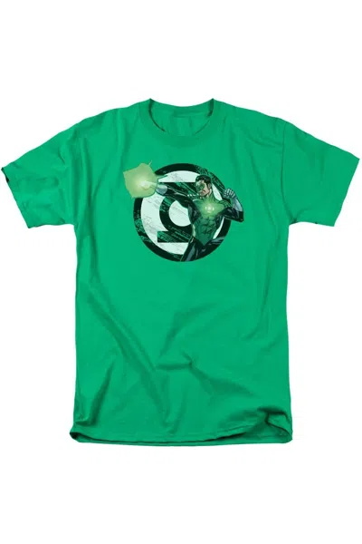 Gildan Justice League Of America Blasting Logo Short Sleeve Adult Tee / T-shirt In Green
