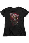 Gildan Justice League Of America Blood Splattered Short Sleeve Womens Tee / T-shirt In Black