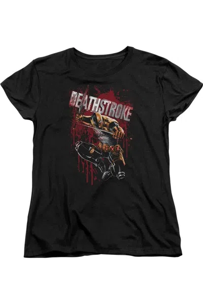 Gildan Justice League Of America Blood Splattered Short Sleeve Womens Tee / T-shirt In Black