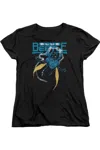 Gildan Justice League Of America Blue Beetle Short Sleeve Womens Tee / T-shirt In Black