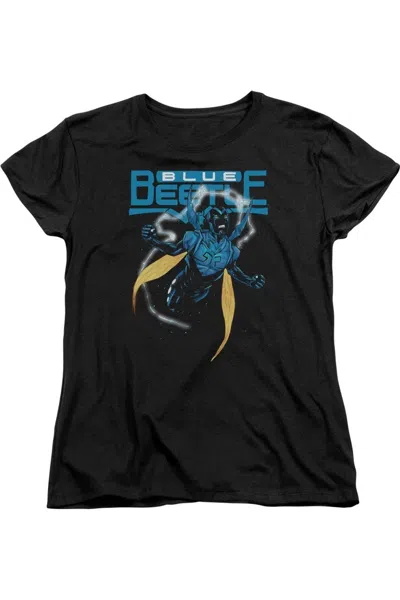 Gildan Justice League Of America Blue Beetle Short Sleeve Womens Tee / T-shirt In Black