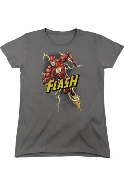 Gildan Justice League Of America Bolt Run Short Sleeve Womens Tee / T-shirt In Pink