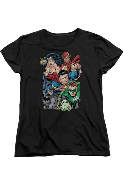Gildan Justice League Of America Break Free Short Sleeve Womens Tee / T-shirt In Black