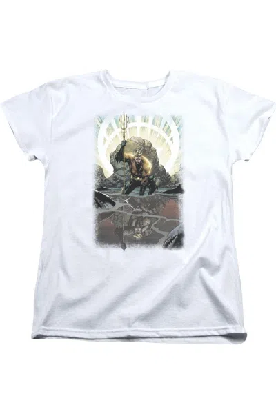 Gildan Justice League Of America Brightest Day Aquaman Short Sleeve Womens Tee / T-shirt In White