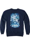 Gildan Justice League Of America Burst Adult Crewneck Sweatshirt In Blue