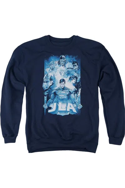Gildan Justice League Of America Burst Adult Crewneck Sweatshirt In Blue