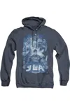 Gildan Justice League Of America Burst Adult Heather Hoodie / Hooded Sweatshirt In Blue