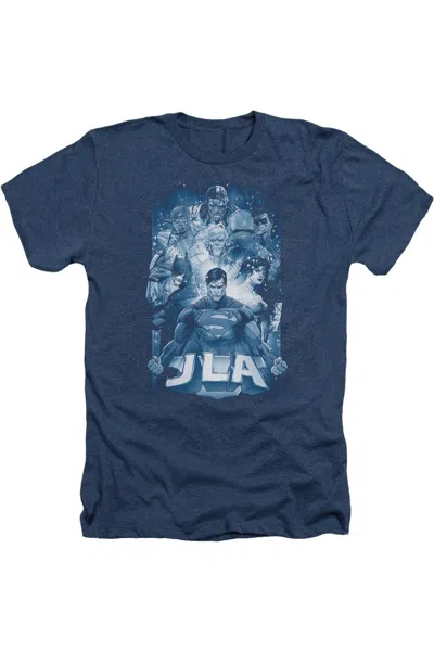 Gildan Justice League Of America Burst Adult Heather Tee / T-shirt In Blue