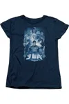 Gildan Justice League Of America Burst Short Sleeve Womens Tee / T-shirt In Blue