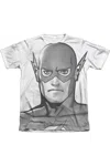 Gildan Justice League Of America Bw Flash Head Adult Poly/cotton Short Sleeve Tee / T-shirt In White