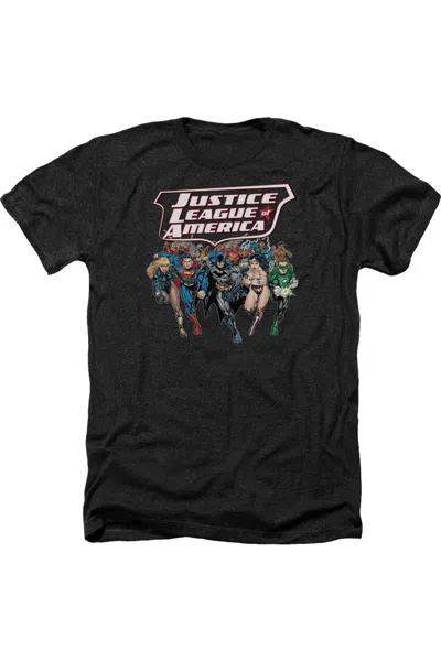 Gildan Justice League Of America Charging Justice Adult Heather Tee / T-shirt In Black
