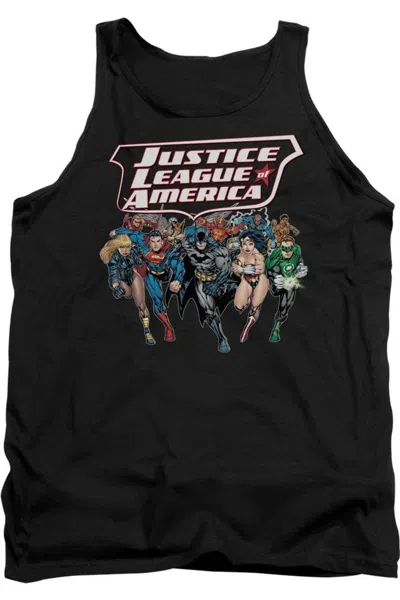 Gildan Justice League Of America Charging Justice Adult Tank Top In Black
