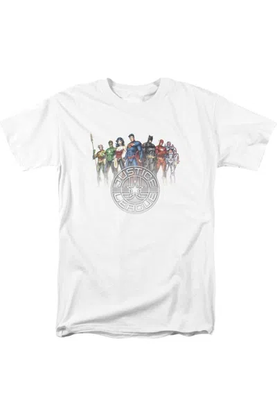 Gildan Justice League Of America Circle Crest Short Sleeve Adult Tee / T-shirt In White