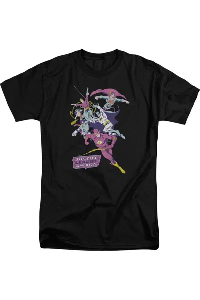 Gildan Justice League Of America Colorful League Short Sleeve Adult Tall Tee / T-shirt In Black