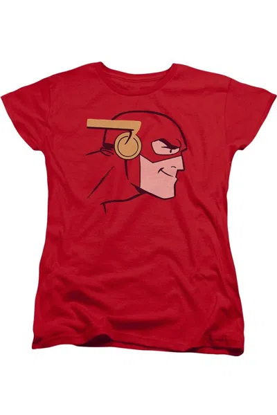 Gildan Justice League Of America Cooke Head Short Sleeve Womens Tee / T-shirt In Red