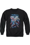 Gildan Justice League Of America Cosmic Crew Adult Crewneck Sweatshirt In Black
