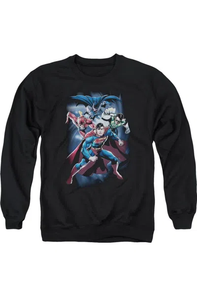 Gildan Justice League Of America Cosmic Crew Adult Crewneck Sweatshirt In Black