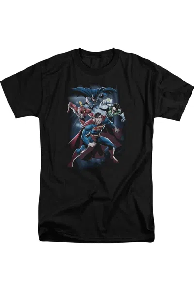 Gildan Justice League Of America Cosmic Crew Short Sleeve Adult Tall Tee / T-shirt In Black