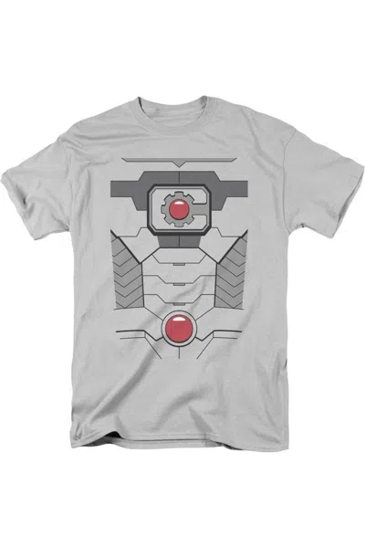 Gildan Justice League Of America Cyborg Uniform Short Sleeve Adult Tee / T-shirt In Silver