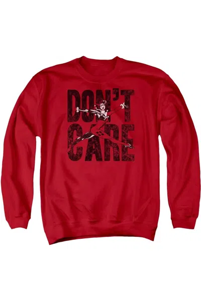 Gildan Justice League Of America Dont Care Adult Crewneck Sweatshirt In Red
